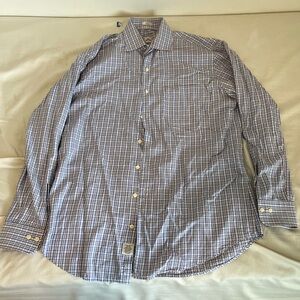 Peter Millar Blue and White Casual Button Down Shirt